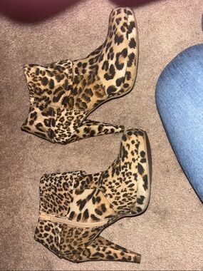 Xappeal Leopard Print Ankle Booties in Tan and Black